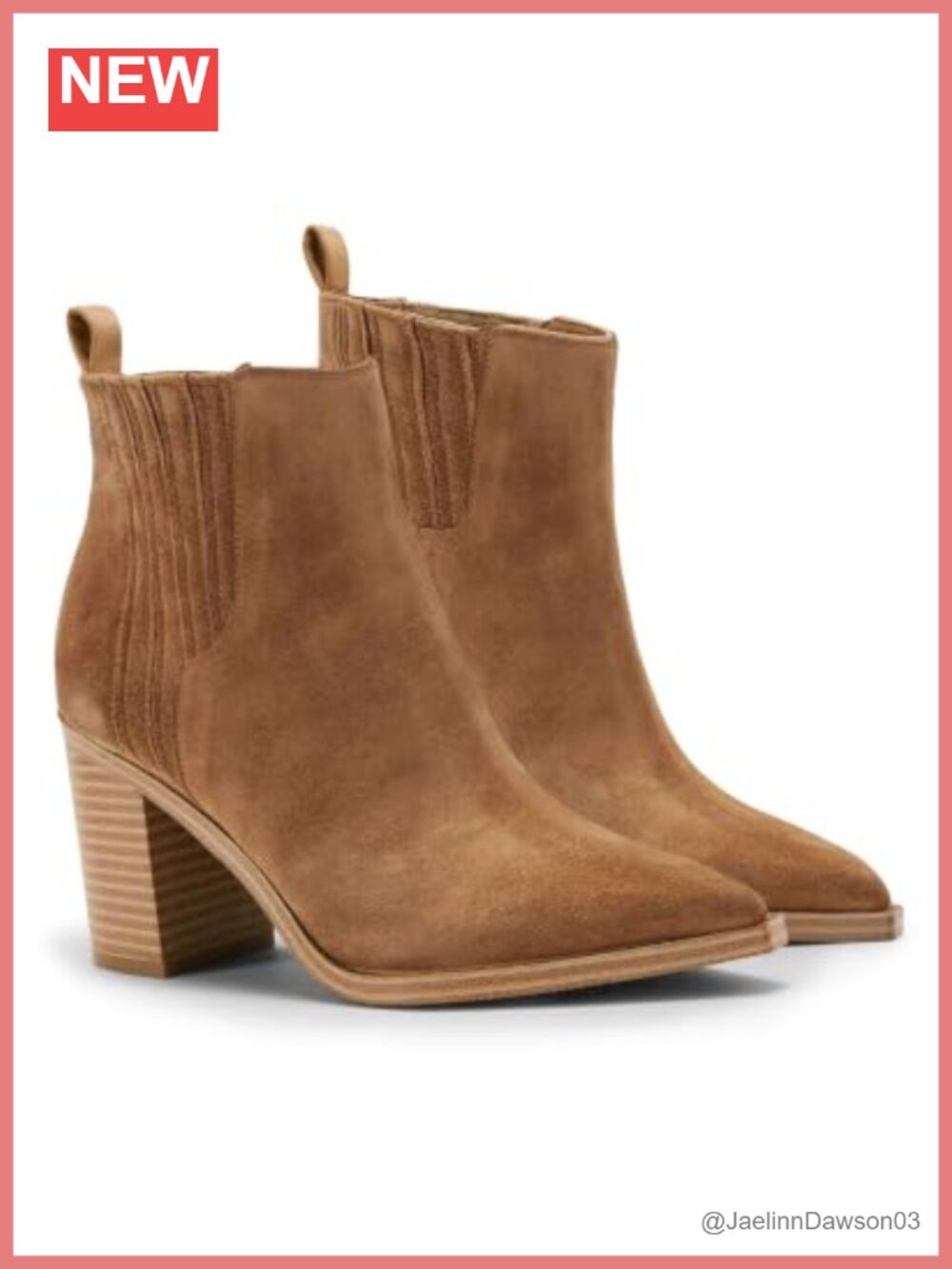 Womens Ankle Boots Faux Suede Pointed Toe Chunky Heel Slip-On Booties